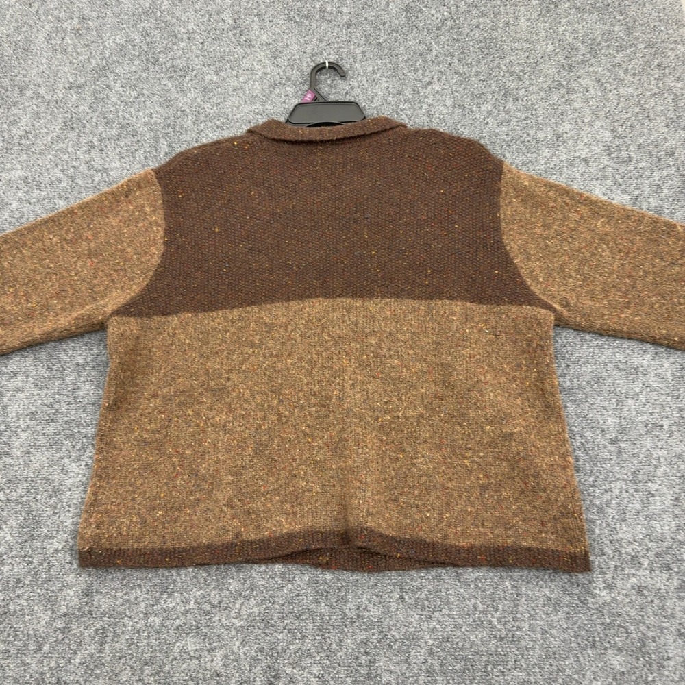 Vintage LL Bean Cardigan Women XL Brown Lambswool Button Collared Preppy Style - Picture 4 of 6